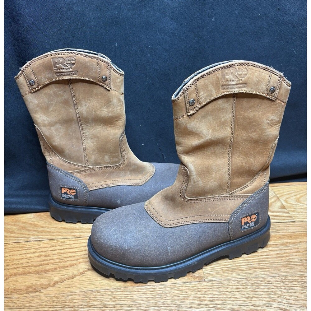 Timberland Pro Boots Mens Size 5.5 Wide Rigmaster Steel Toe Work Brown Leather